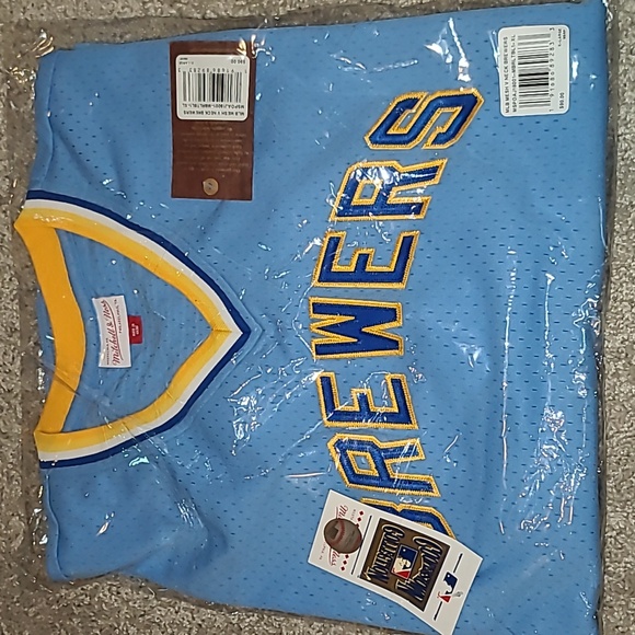 New Mens Mitchell & Ness Milwaukee Brewers Baseball Jersey - Picture 2 of 5
